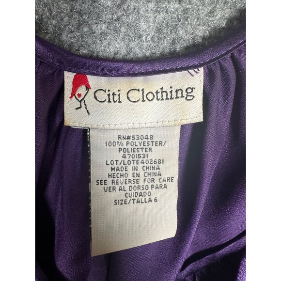 Vintage Purple Satin Midi Dress Size 6 Goddess Fairy Renaissance Y2K 90's - Picture 5 of 11